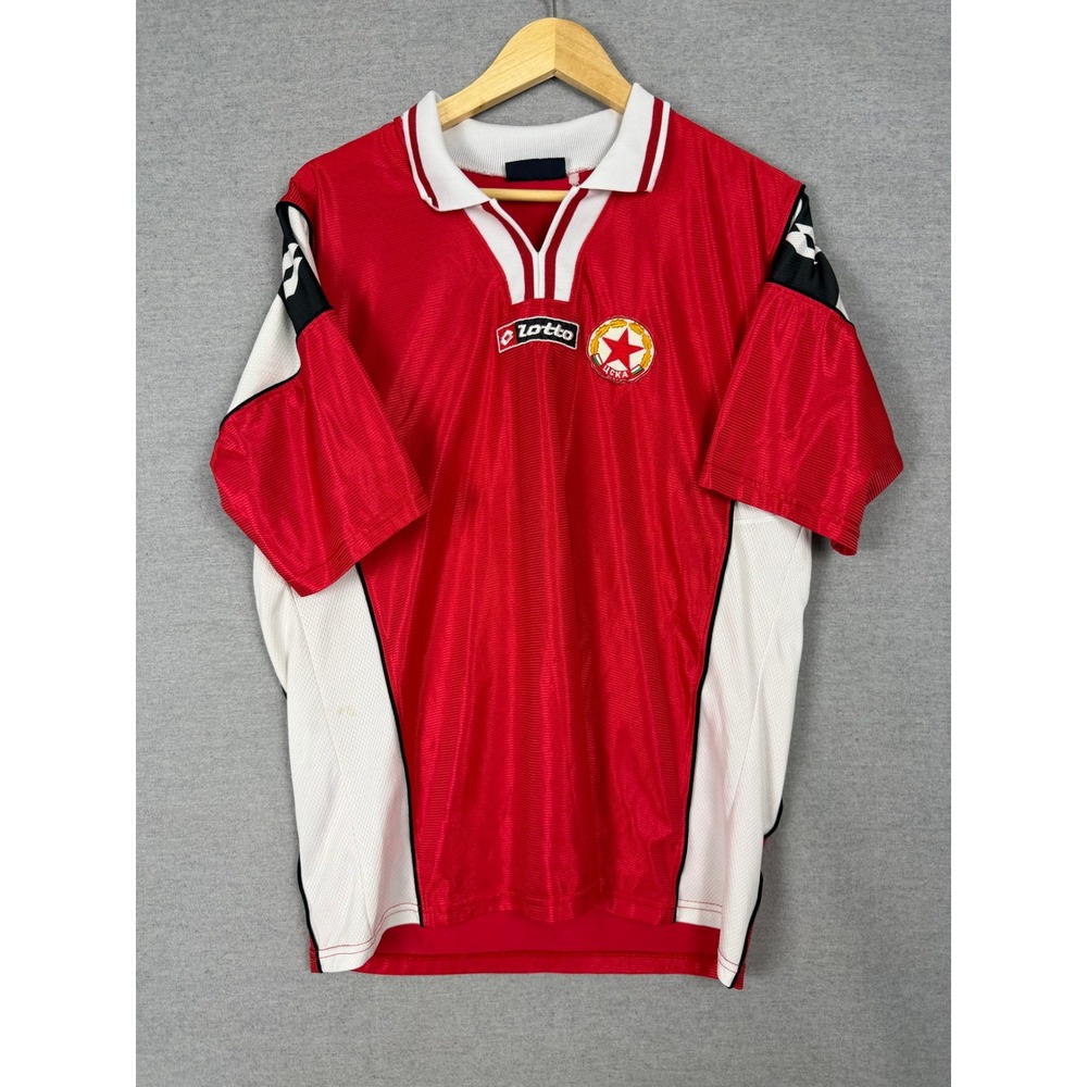 Vintage Lotto CSKA Sofia Soccer Jersey Red White Bulgarian Football Shirt Mens